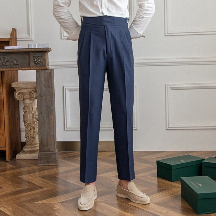 Marineblauw Slim fit grijze pantalon voor heren
