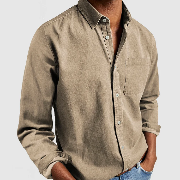 Liam Denim Overhemd Beige