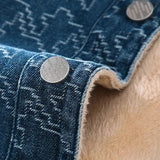 detail knoopsluiting sherpa denim jas heren
