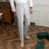 Beige Slim fit grijze pantalon voor heren

