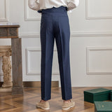 Marineblauw Slim fit grijze pantalon voor heren

