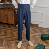 Marineblauw Slim fit grijze pantalon voor heren
