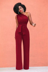 Luxe one-shoulder jumpsuit dames

