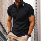 Oliver Slim Fit Polo heren zwart met contrasterende randen
