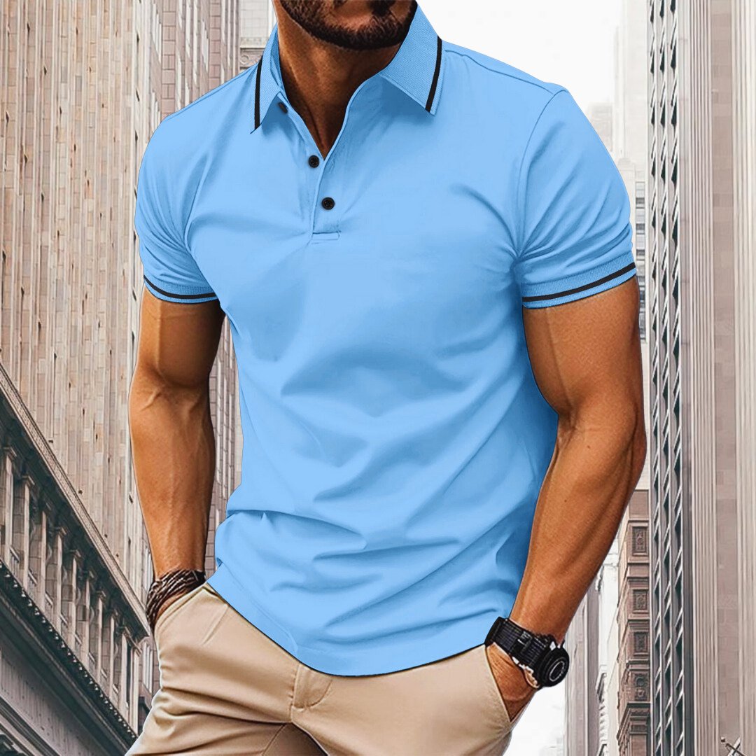 Oliver Slim Fit Polo heren lichtblauw ademende zomerse polo
