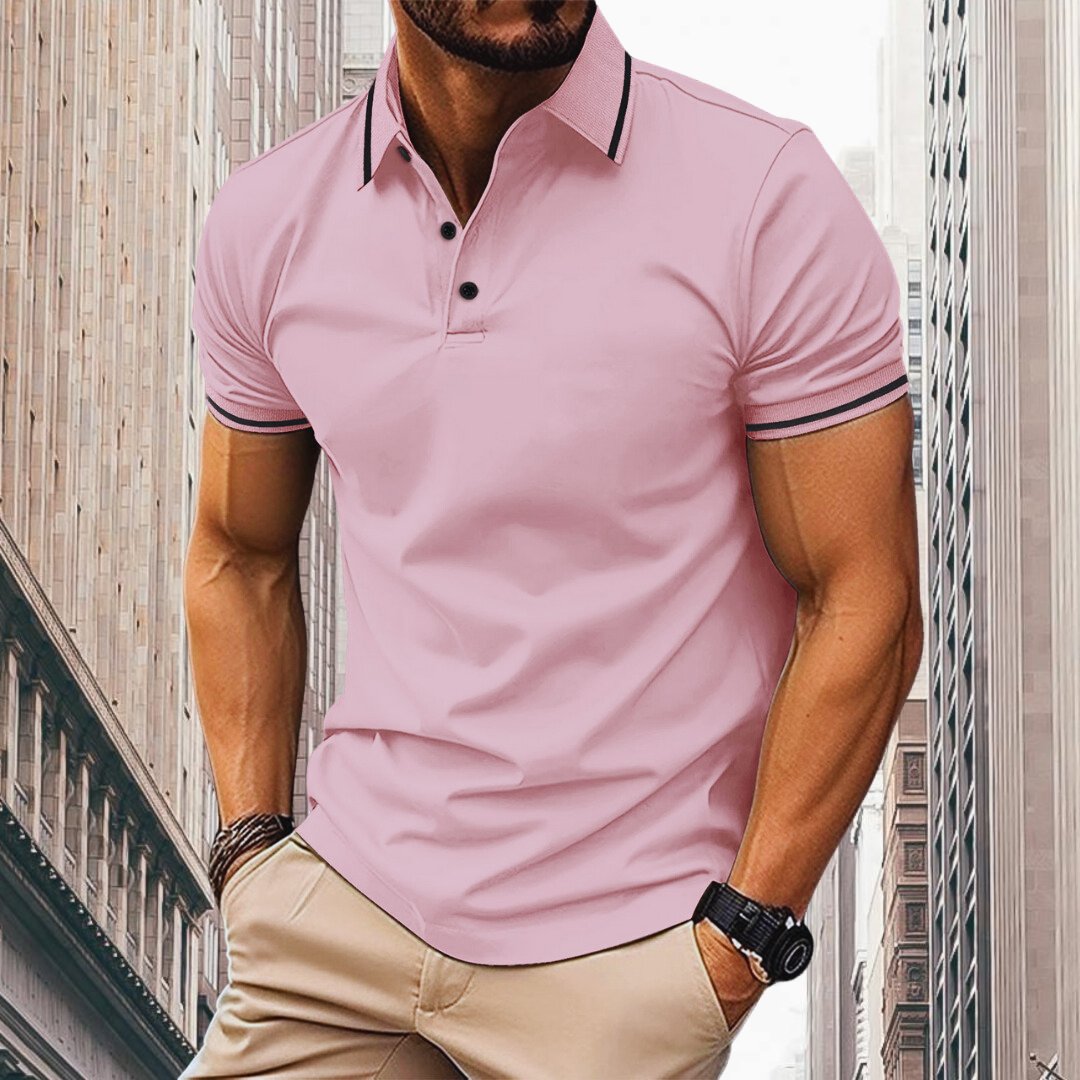Oliver Slim Fit Polo heren lichtroze comfortabele zomerpolo

