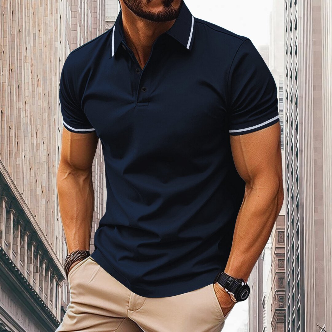 Oliver Slim Fit Polo heren donkerblauw ademend katoen
