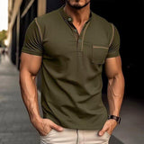 nico polo heren legergroen slim-fit poloshirt met borstzak

