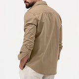 diego shirt heren beige klassiek overhemd met borstzakken
