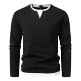 Zwart longsleeve T-shirt met ronde hals en minimalistisch ontwerp
