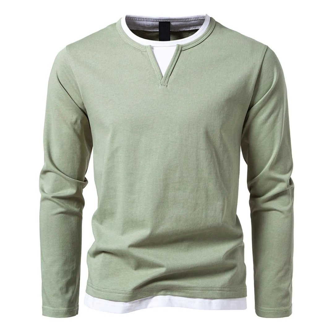 Groen longsleeve T-shirt met ronde hals en minimalistisch ontwerp
