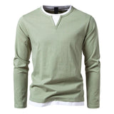 Groen longsleeve T-shirt met ronde hals en minimalistisch ontwerp
