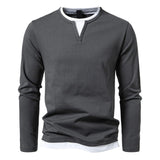 Grijs longsleeve T-shirt met ronde hals en minimalistisch ontwerp
