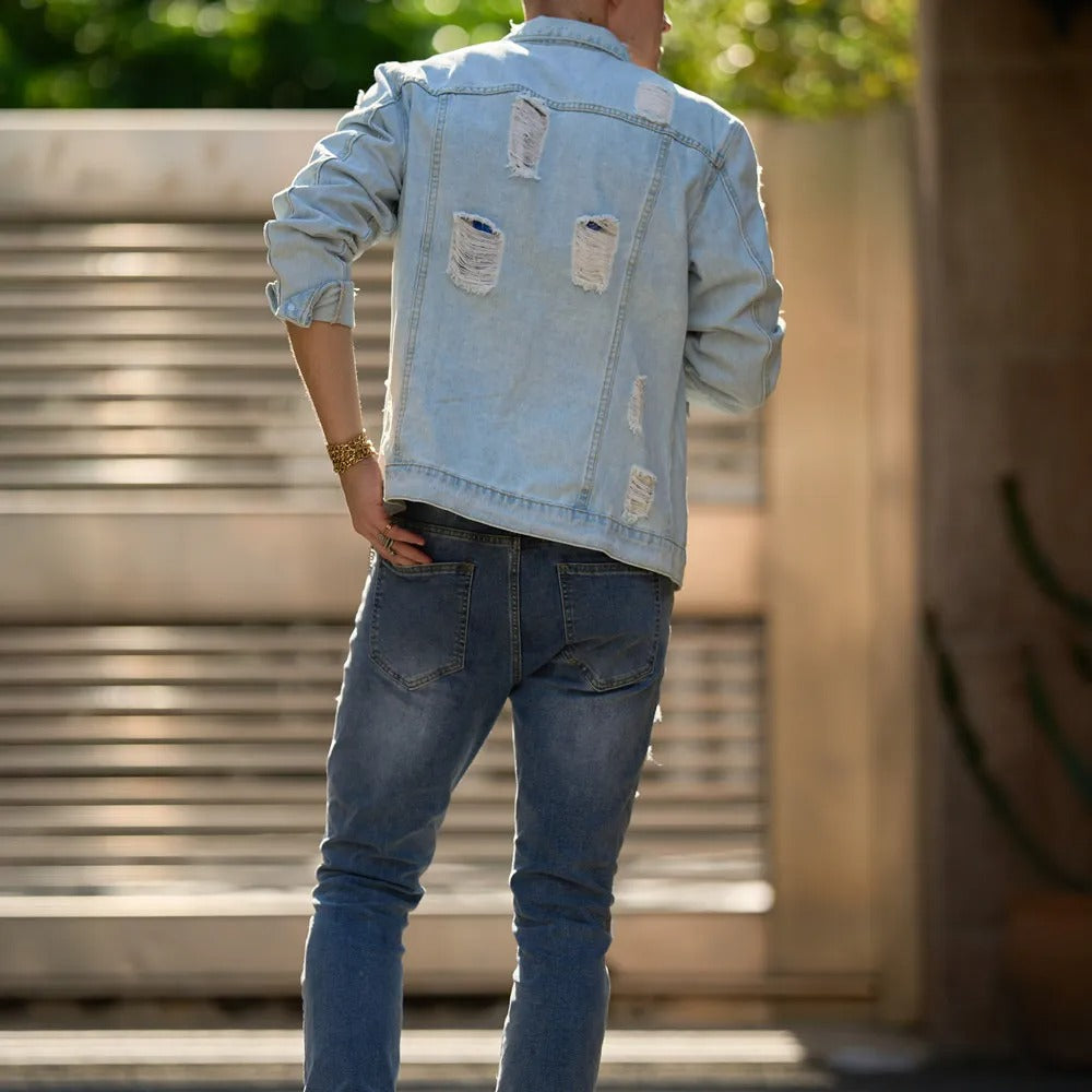 Slijtvaste denim jas voor edgy street look

