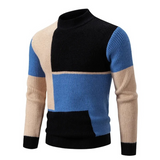 Zwarte en blauwe geometrische trui voor heren
