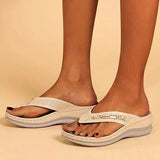 Beige orthopedische teenslippers voor dames met memory foam

