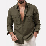 diego shirt heren legergroen casual fit met knoopsluiting
