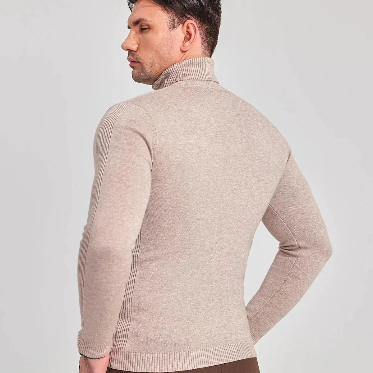 heren coltrui wolmix met ribdetails
