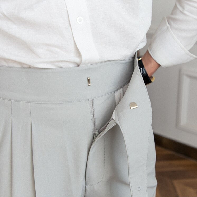 Beige Slim fit grijze pantalon voor heren
