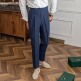 Marineblauw Slim fit grijze pantalon voor heren
