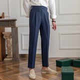Marineblauw Slim fit grijze pantalon voor heren
