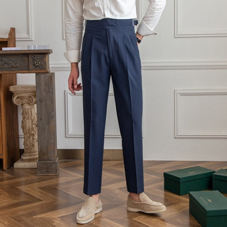 Marineblauw Slim fit grijze pantalon voor heren

